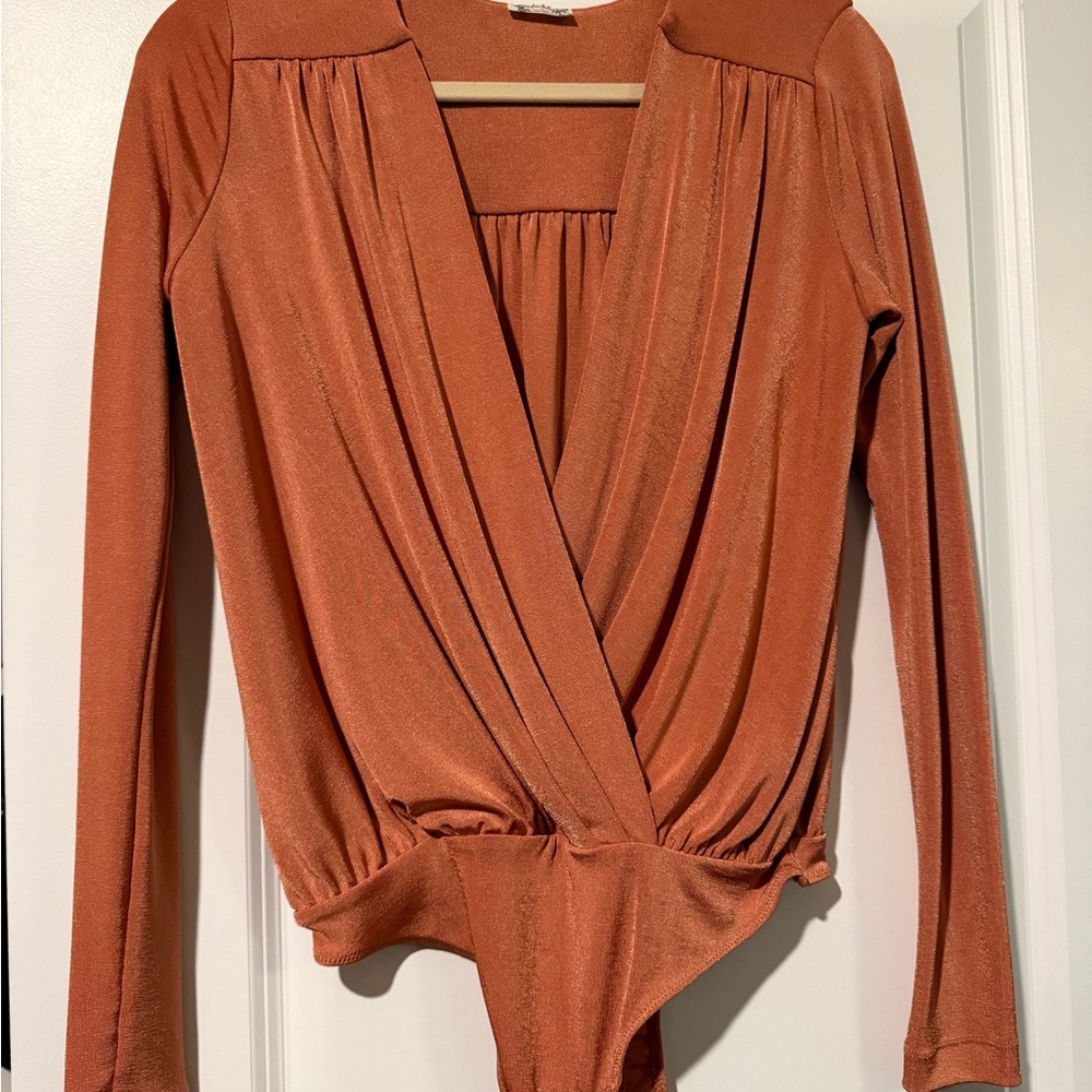 Elegant Rust Long Sleeve Women's Top